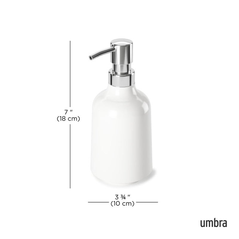Umbra Step 13 oz (384 ml) Liquid Soap Pump Dispenser, Also Works with Hand Sanitizer, Easy to Refill, White - Image 3